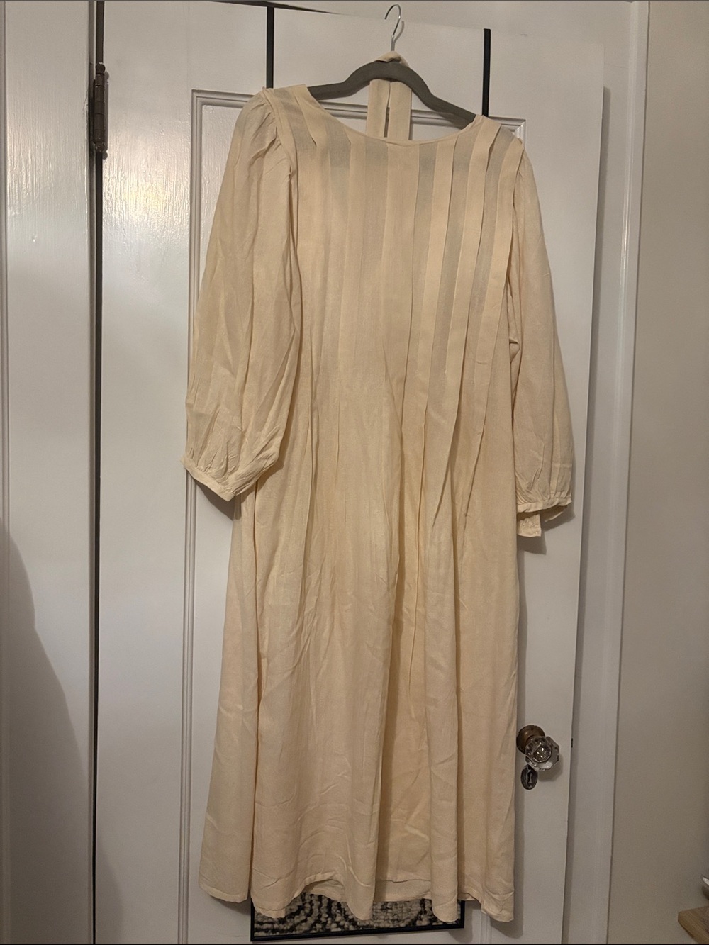 Polder Cream Long Sleeve Pleated Midi Dress